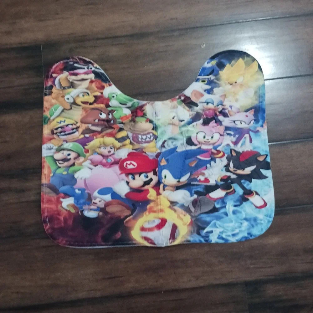Super Mario Sonic the Hedgehog Bathroom Set Shower Curtain Rugs 4pc Gaming Decor